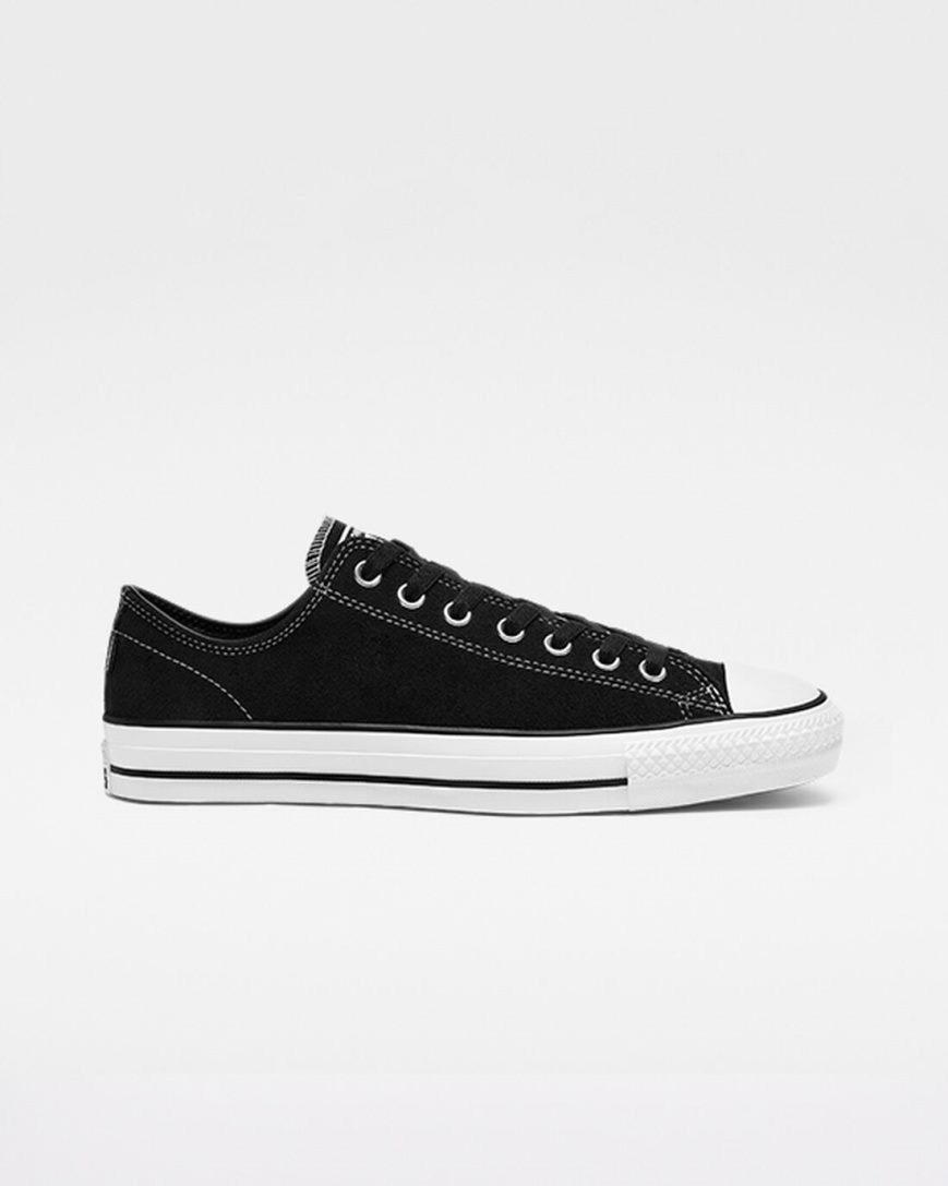 Bascheți Barbati Converse CONS Chuck Taylor All Star Pro Piele Intoarsa Negrii Albi | RO LAFEK216